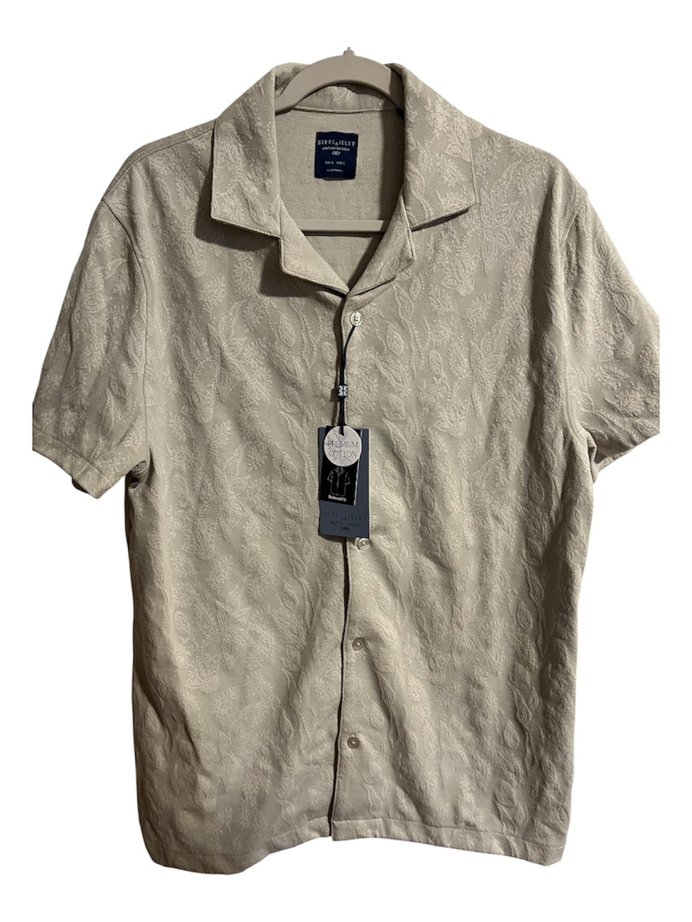 Steel & Jelly Temple Stone Short-Sleeve Camp Collar Button-Down Shirt Large NWT